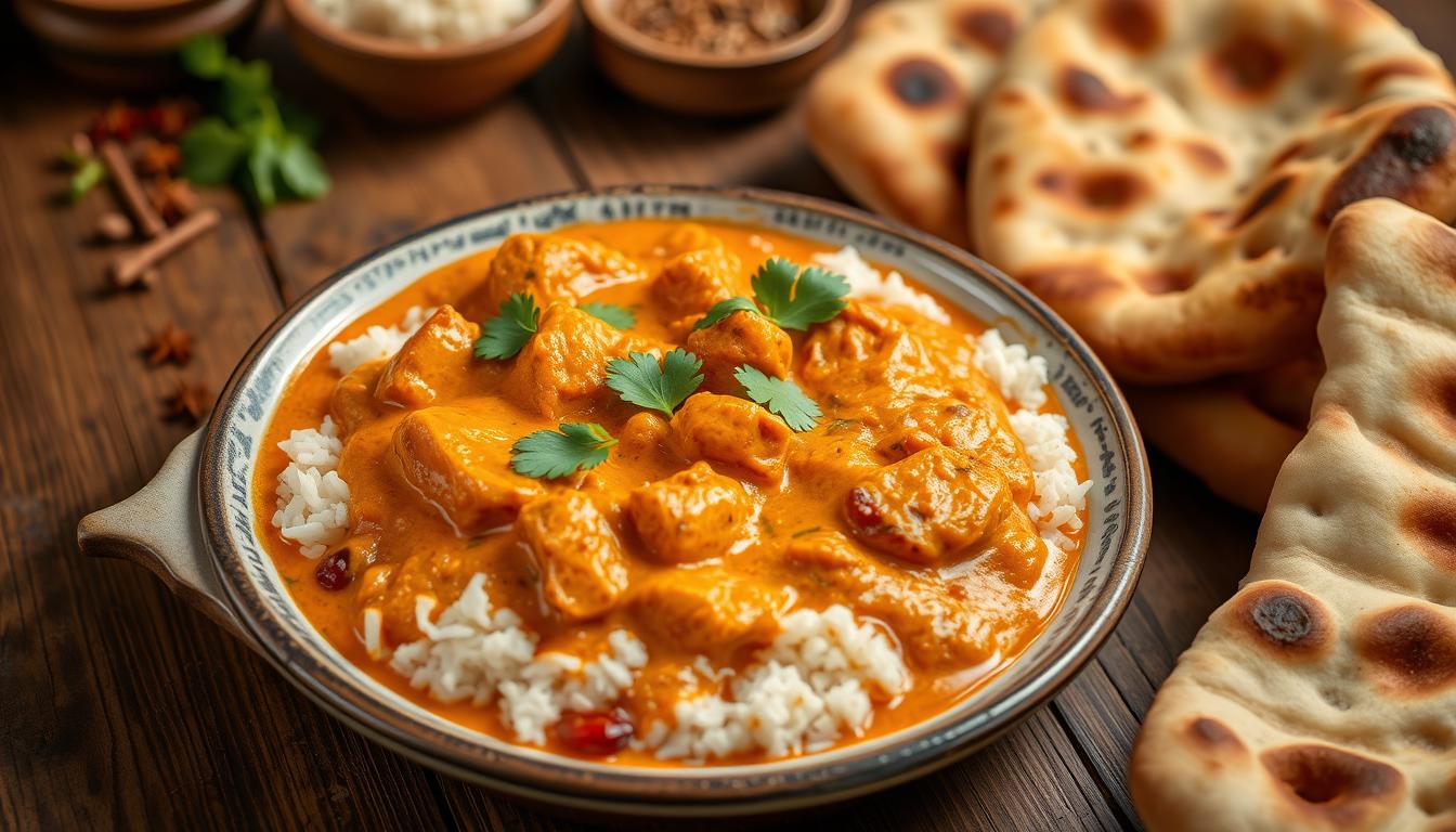 butter chicken and naan bread